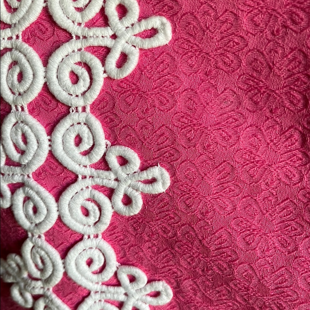 Lilly Pulitzer Dress Hot Pink Sleeveless Mini with White Lace Trim -Size 10 - Picture 13 of 13